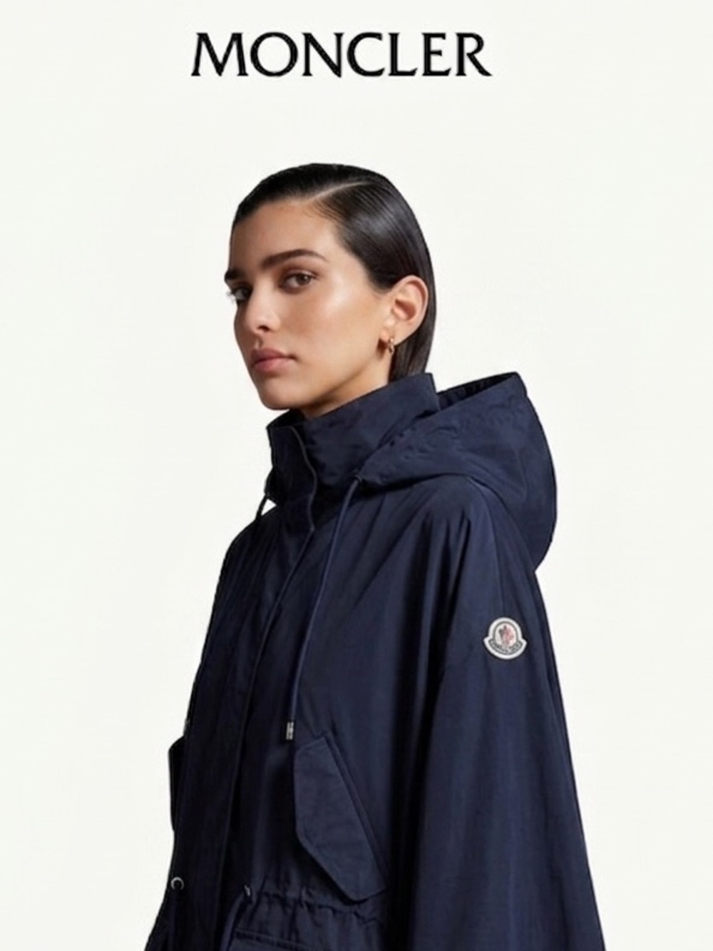 Moncler Navy Hooded Rain Cape